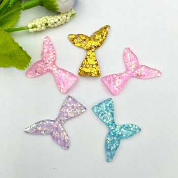 

20pcs 26*30mm Mix Colors Shiny Resin Fish Tail Flatback Decoration Crafts Embellishments For Scrapbooking Diy Accessories