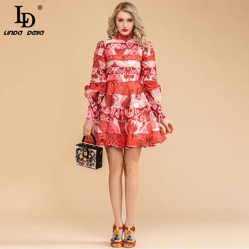 LD LINDA DELLA Fashion Runway Autumn Short Dress