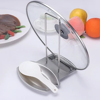 

1pc Stainless Steel Pot Lid Shelf Kitchen Organizer Pan Cover Lid Rack Stand Sponge Spoon Holder Dish Rack Kitchen Accessories