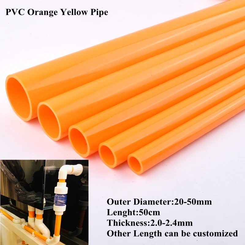 

Orange Yellow 20-50mm UPVC Pipe Aquarium Fish Tank Water Supply Tube Garden Watering Irrigation System Tube Fittings 50cm Long