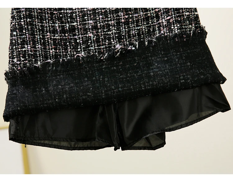 Зимние твидовые юбки с кисточками, женские винтажные осенние мини юбки-карандаш, клетчатые шерстяные юбки, Корейская облегающая юбка с высокой талией, Женская юбка V919