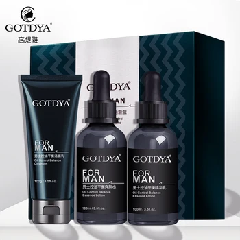 

Gotdya Men's Refreshing Oil Control Set.Men's skin care three-piece set. Facial cleanserEssence waterEssence milk