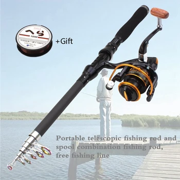 

1.8m 2.1m 2.4m 2.7m 3.0m carbon Spinning Rod and Fishing Reel Set carp rod Travel Portable Fishing Tackle Gift line fishing fish