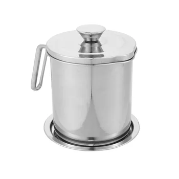 

1.6L Grease Container 304 Stainless Steel Cooking Oil Can Mesh Strainer for Home Oil Keeper
