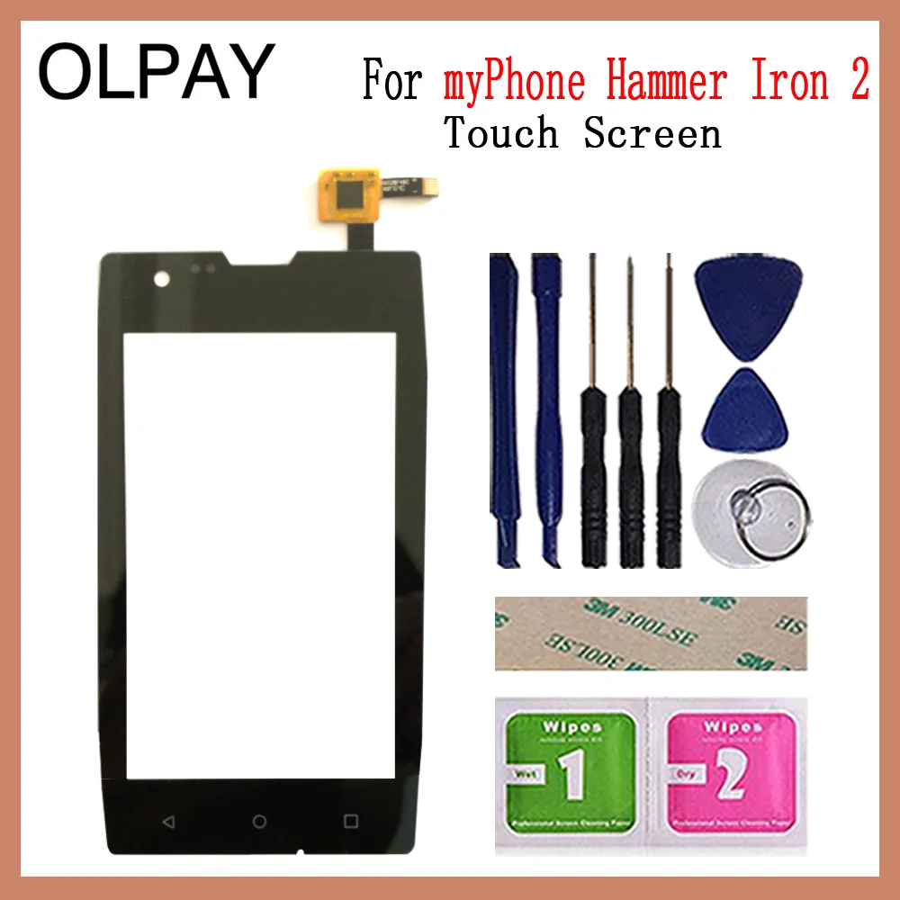 Дигитайзер сенсорного экрана мобильного телефона 4,0 дюйма для myPhone Hammer Iron 2 Сенсорное стекло Сенсорные инструменты Бесплатный клей и салфетки - Цвет: Black With Tools