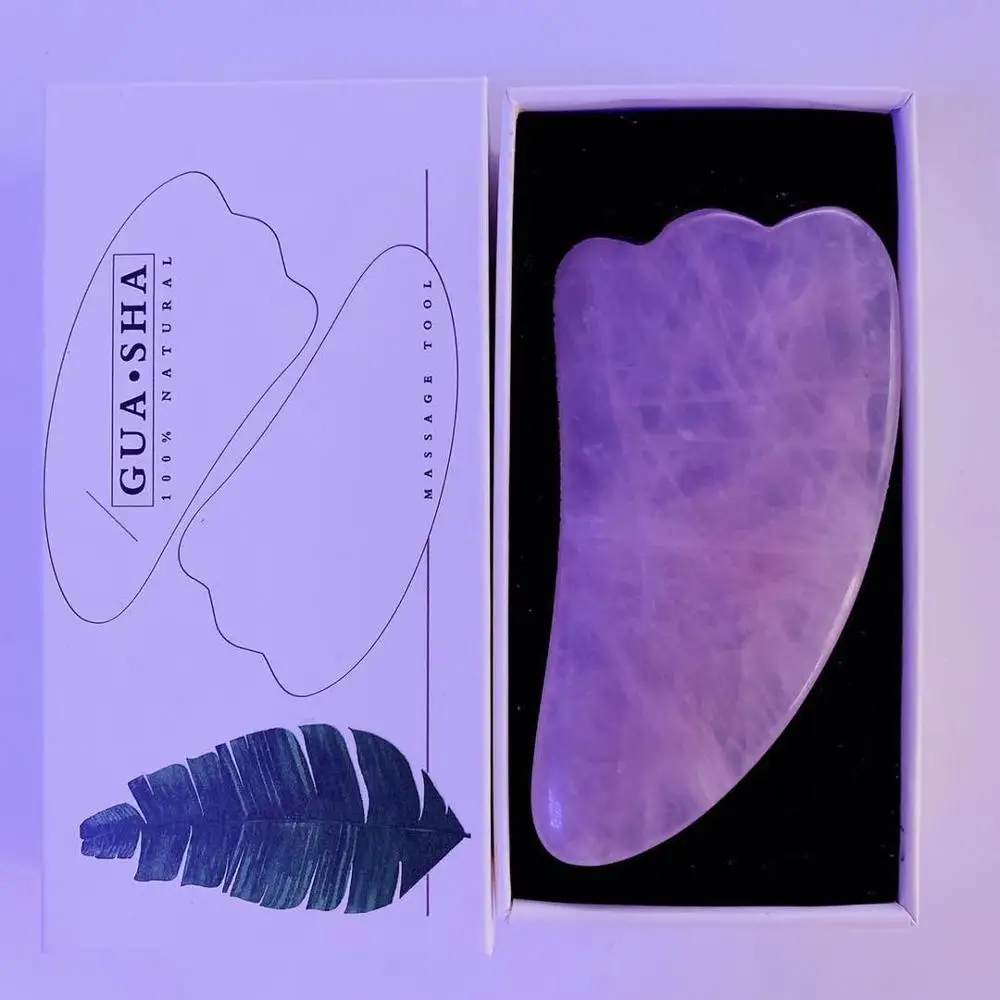 Инструмент Gua Sha с подарочной коробкой натуральный массажный камень из розового