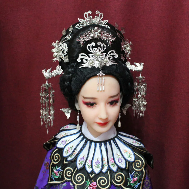 Miao серебряная тиара для волос Этническая мода серебряная тиара для волос с кисточками свадебная тиара невесты косплей ТВ