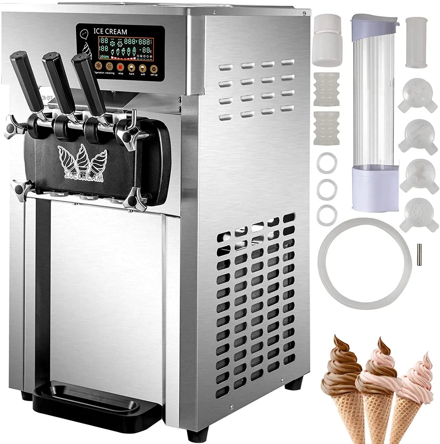 Commercial Soft Serve Ice Cream Maker 4.7Gallon Per Hour Countertop