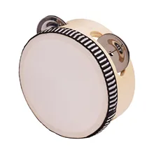 4 дюймов деревянный ручной бубен с металлическим однорядным Jingles овчины барабана кожи бубен s развлечения музыкальный Timbrel