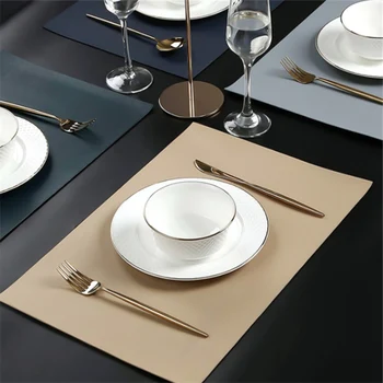 

Leather Placemats Washable Table Pad Mat Tablemats Stain-Resistant Dining Disc Bowl Pad Coaster Non-slip Decoration Accessories
