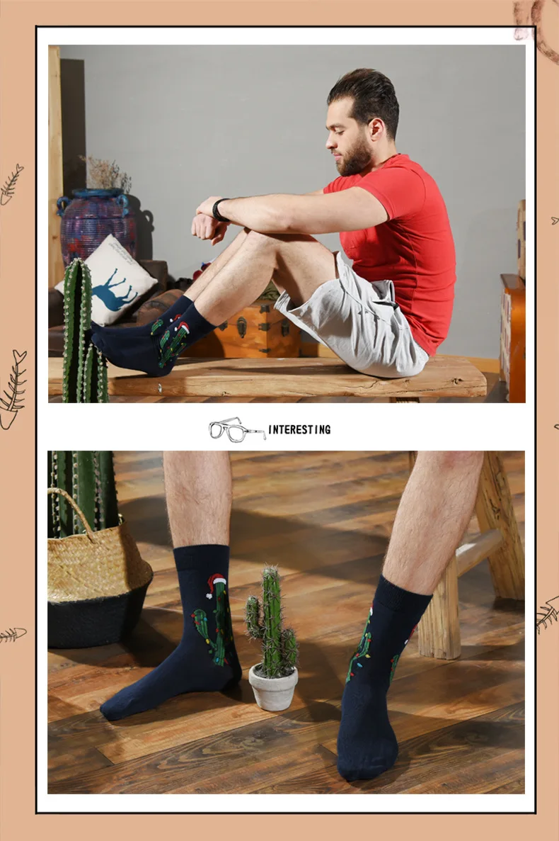 Four season Cotton Socks Men Hip Hop Skateboard Long Sock Casual Colorful Street Fashion Harajuku Man Food Pattern Funny Socks