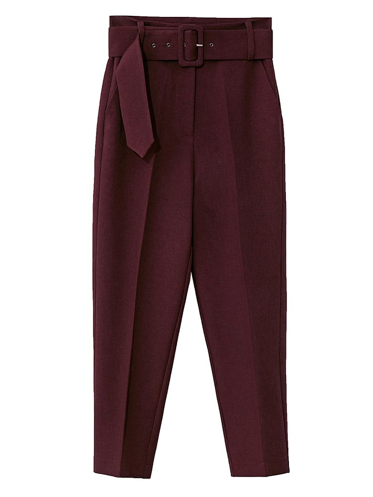 Amii очень простые европейские модные повседневные брюки для женщин Осень Новые прямые трубки с поясом брюки-трубы