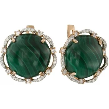 

Aloris earrings with malachite and cubic zirconia in red gold