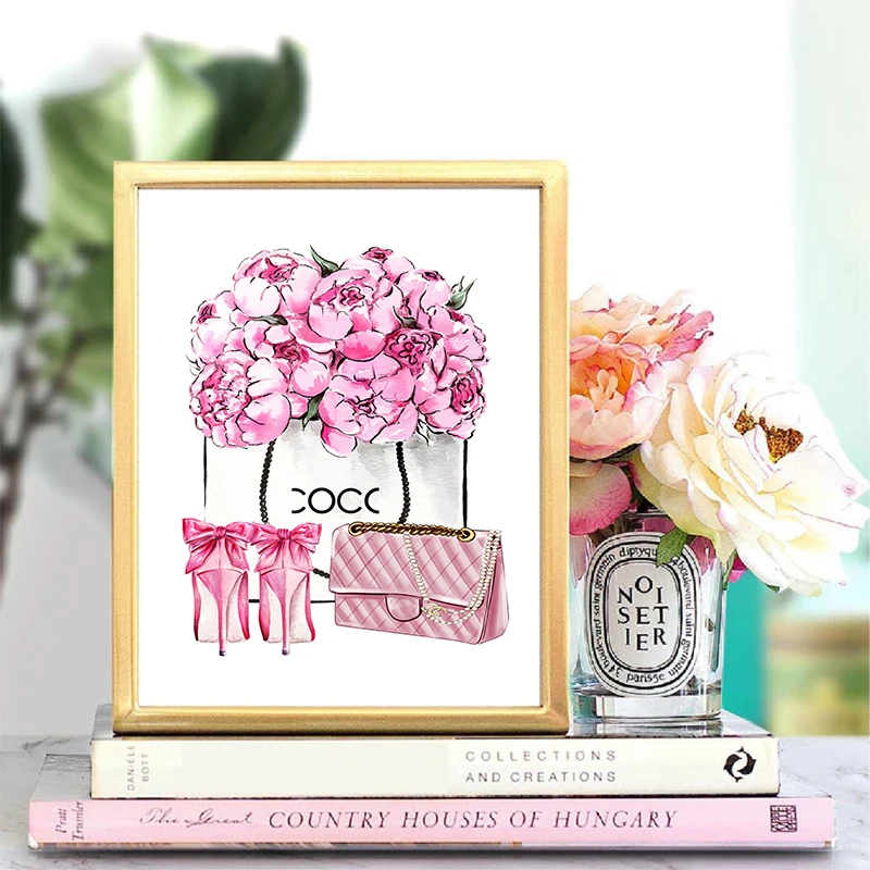 Nordic-Home-Decor-Fashion-Pink-Bag-Shoes-Wall-Art-Canvas-Painting-Vogue-Poster-And-Print-Watercolor.jpg_Q90.jpg_