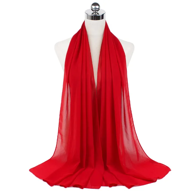 High Quality Good Stitching Stitch Plain Premium Heavy Chiffon Hijab Scarf Malaysian Women's Scarves Hijabs Long Shawl Shawls 58