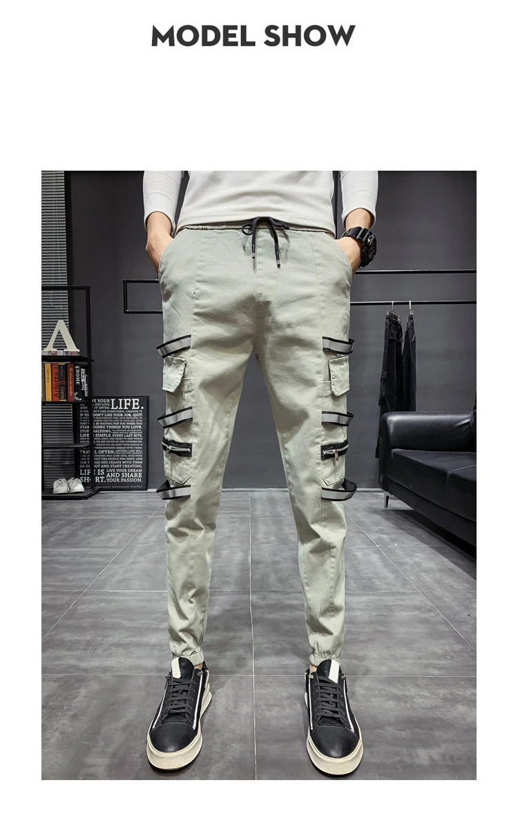 Pantalones hombre, Осень-зима, уличная одежда, мужские брюки-карго, универсальные, с боковыми карманами и лентами, повседневные мужские штаны для бега в стиле хип-хоп