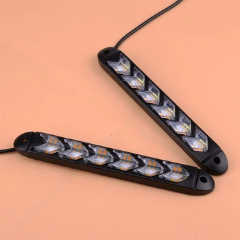 

CITALL 12V 1 Pair 6 LED DRL Daytime Running Strip Sequential Flowing Turn Signal Lamp Light Universal