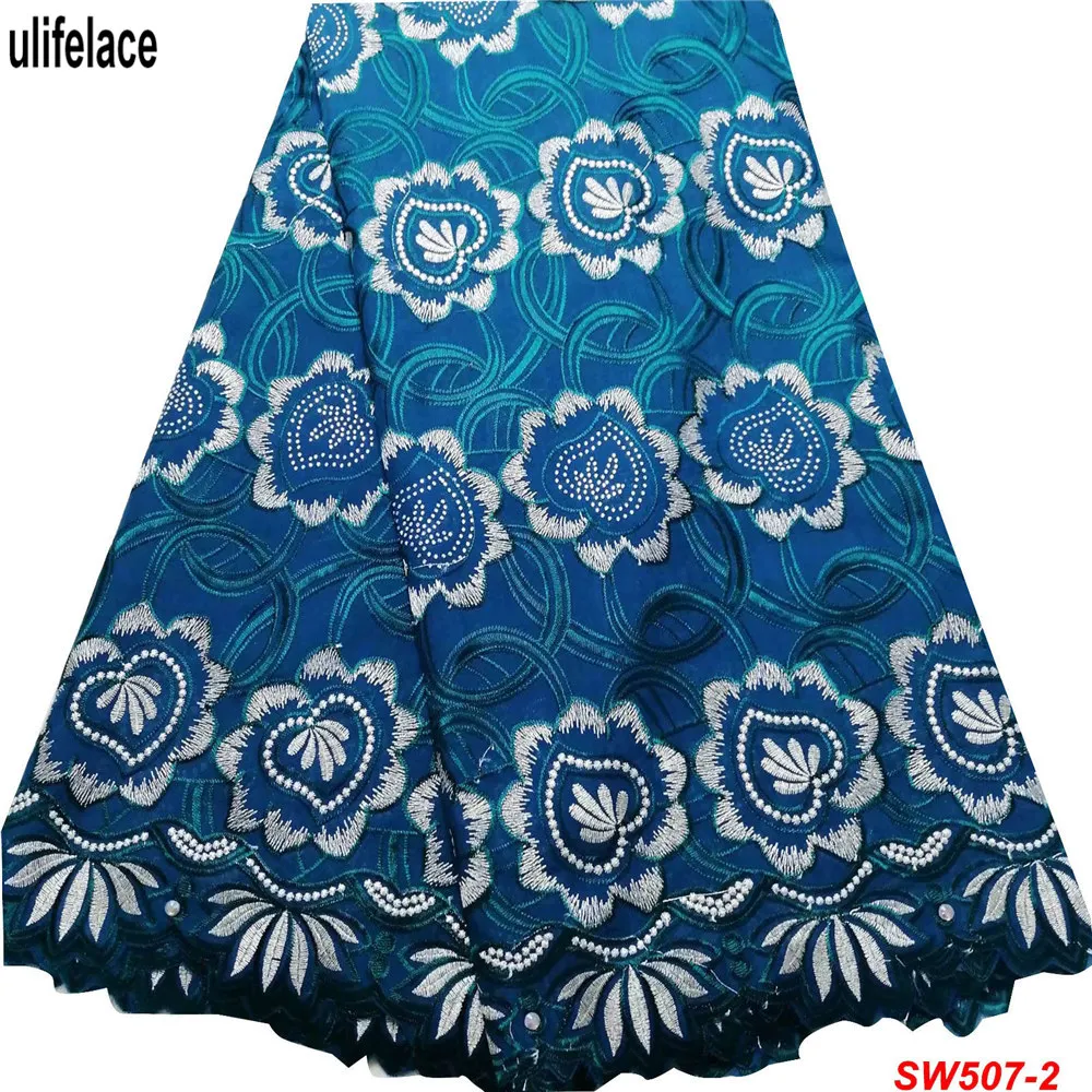 Бирюзовый хлопковый материал швейцарская вуаль кружево в Швейцарии африканская