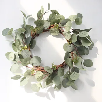 

DIY Artificial Wreaths Garlands Fake Silk Leaf Eucalyptus Plastic Green Plant Garland For Wedding Party Home Decor Accessory