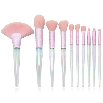 

10pcs Cone-shaped Transparent Matte Makeup Brush Set Eyeshadow Eyebrow Lip Brush Blush Brush Set Face Maquiagem Tool