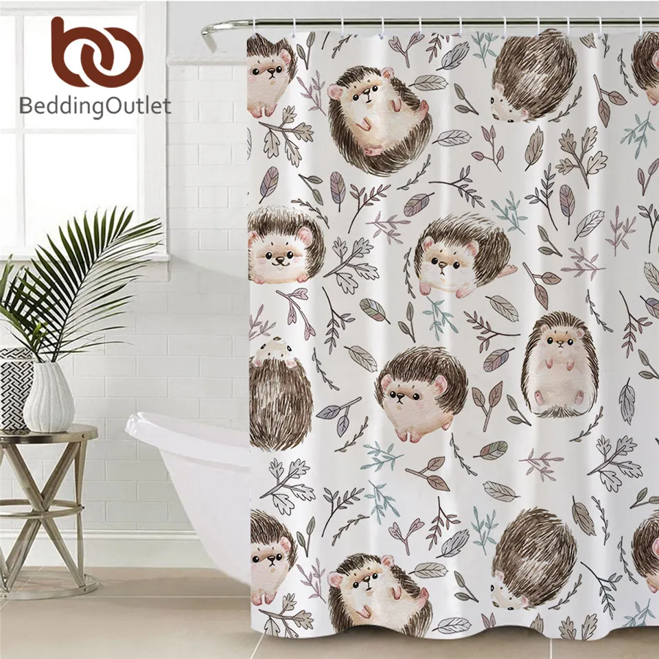Водонепроницаемая занавеска для душа BeddingOutlet с рисунком ежика крючками