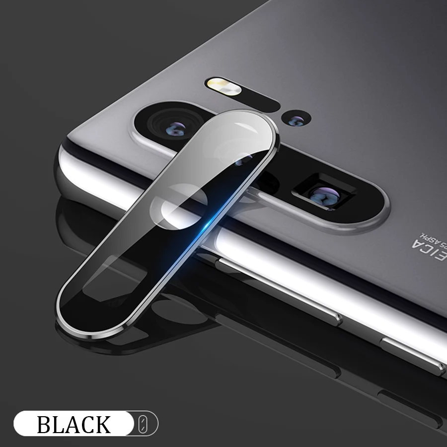 Для huawei P30 Pro Чехол для Камеры антидетонационный Лен закаленное стекло+ металлический чехол для huawei P30 защита для объектива камеры пленка - Цвет: Black