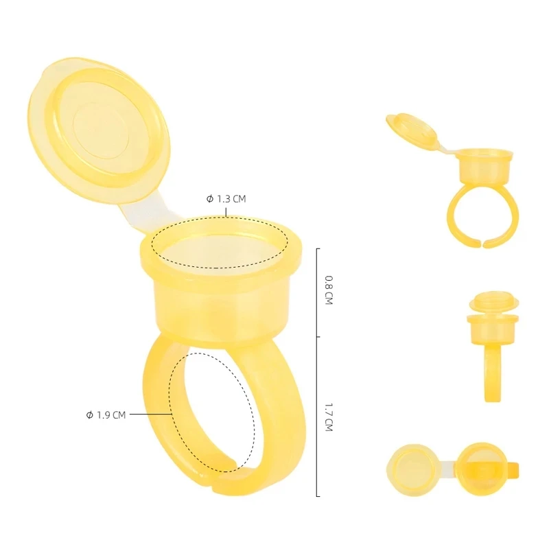 Tattoo Pigment Ink Ring Cups Eyelash Extend Glue Holder Container Lid Cover Cap Permanent Microblading Tool 50PCS