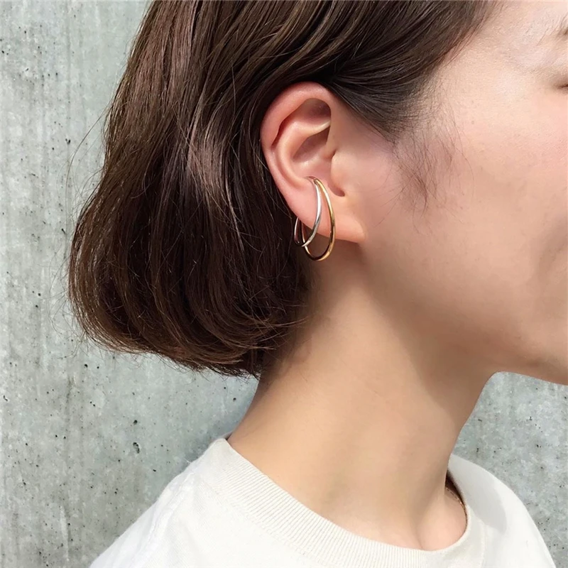 Timeless Wonder Geo Curve Twist ушные клипсы, серьги для женщин, ювелирные изделия в стиле панк, не пирсинг, готический стиль, 2 тона, трендовые, Ins, хип-хоп 5355