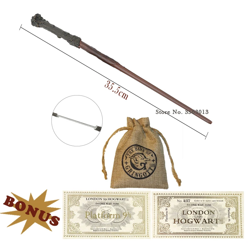 28 Kinds of Metal Core Potters Magic Wands With Coin Bag Ticket Voldmort Hermione Snape Magical