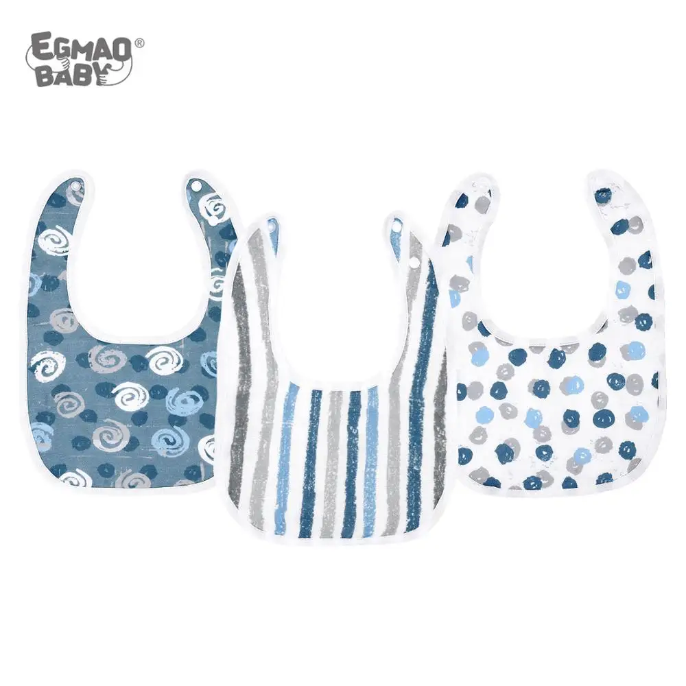 Cotton Bibs Baby-Bandana Teething Drool 100%Muslin Girls Boys 3pcs Unisex
