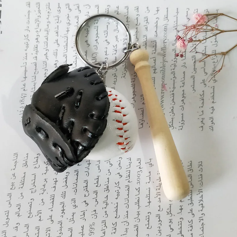 Mini Baseball Bat Keychain Three-Piece Baseball Themed Key Chain Sports  Style