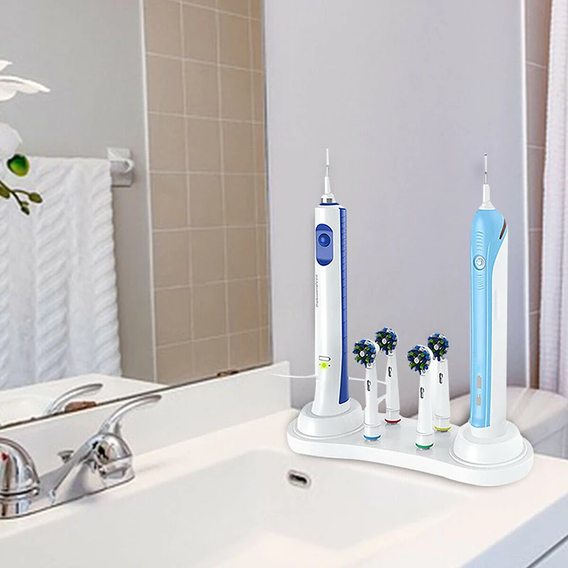 2 in 1 Bathroom Accessories Electric Toothbrush Replacement Heads Charger Holder Stand for iBrush Professional Series