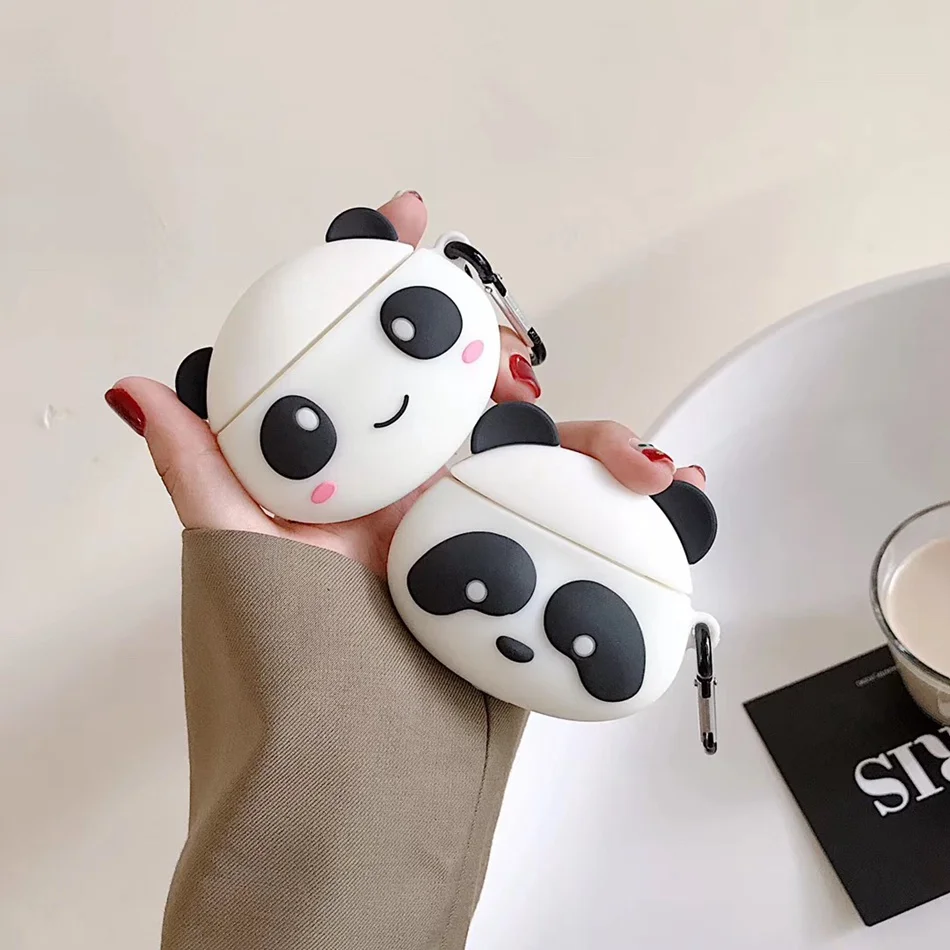 For Apple Airpods Case Cute Earphone Case for Airpods 2 Cover Penguin Silicone Panda Bag Wireless Earbuds Case Cover for Earpods