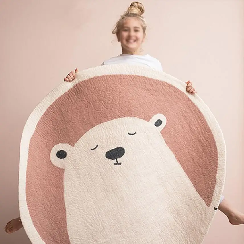 10 мм толстый мультяшный милый спальный медведь для детской комнаты круглый ковер коврики для ползания коврики для гостиной напольный игровой ковер