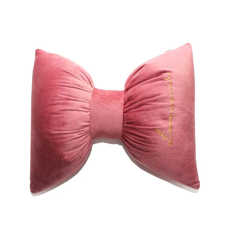 pink Подушка для шеи автомобиля с бантом, креативная Подушка на заднюю панель, Детская плюшевая кукла, детские игрушки, подарок на день рождения, автомобильная декоративная подушка для дома - Цвет: pink