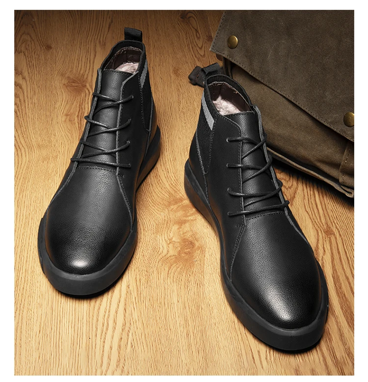 Мужские ботинки; кожаная повседневная обувь с мехом; теплые зимние рабочие ботинки; мужские кроссовки; резиновые ботинки в байкерском стиле; Новинка; botas hombre; большой размер 47