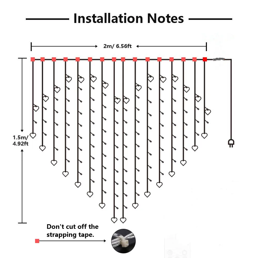 В форме сердца занавес свет 2 м x 1,5 м гирлянда 128 светодиодный свет с вилкой в романтические занавески огни для спальни свадьбы Валентина стены