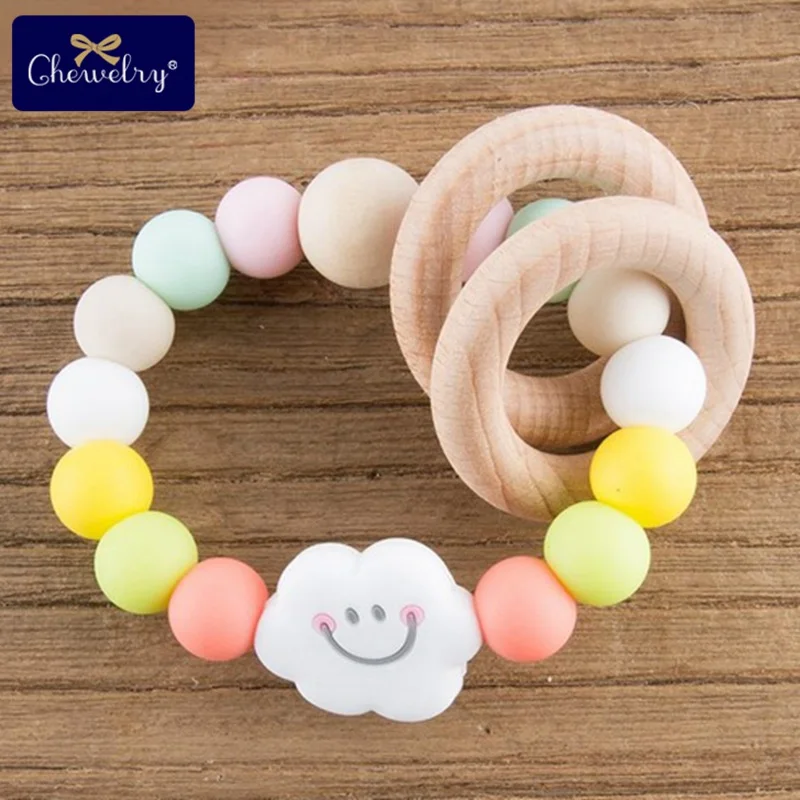Candy Bracelet 1 шт. силиконовая соска-пустышка с цепочкой смайлик деревянные бусины крошечные стержни Силиконовые Детские Прорезыватели игрушки грызунов цепочка для прорезывания зубов детские товары - Цвет: Candy Bracelet