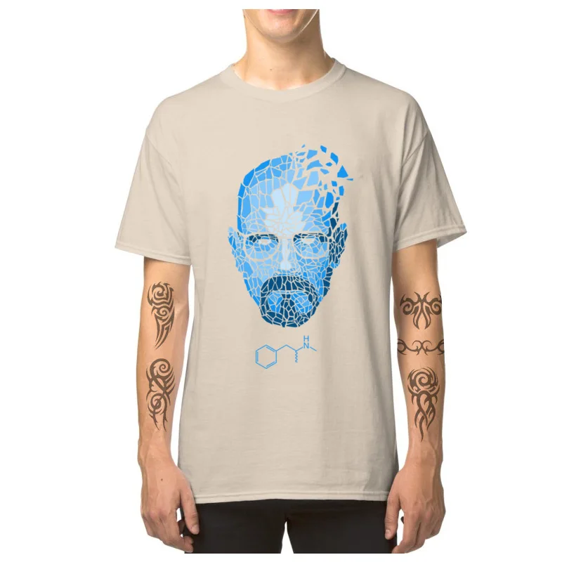 Heisenberg_Blue_-_Breaking_Bad_3256 Short Sleeve T Shirt Round Collar Pure Cotton Men T-shirts Cool Tops T Shirt Family Heisenberg_Blue_-_Breaking_Bad_3256 beige
