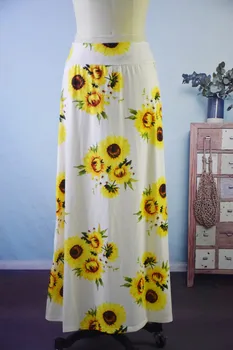 

Womail Women's High Waist Sunflower Printed Bodycon Comfort Long Maxi Skirt Women Summer Bohemia Casual Print Loose Skirt