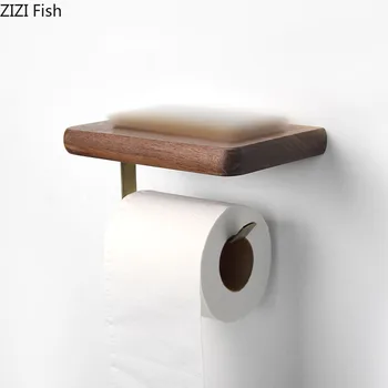 

JAPANESE SIMPLICITY TISSUE HOLDER WALNUT STAINLESS STEEL PAPER HOLDERS WALL-MOUNTED FREE PUNCH HANGING HOME BATHROOM ACCESSORIES