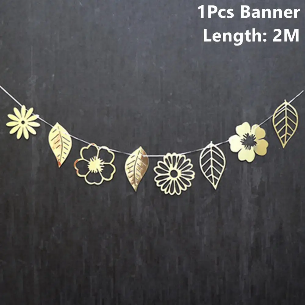 Banenrs 1 CHZLL Gold Silver Rose Gold Paper Banners Fabric Wedding Decor Accessories Flags and Banners Props Event Party Supplies Garland - Цвет: Banenrs 1
