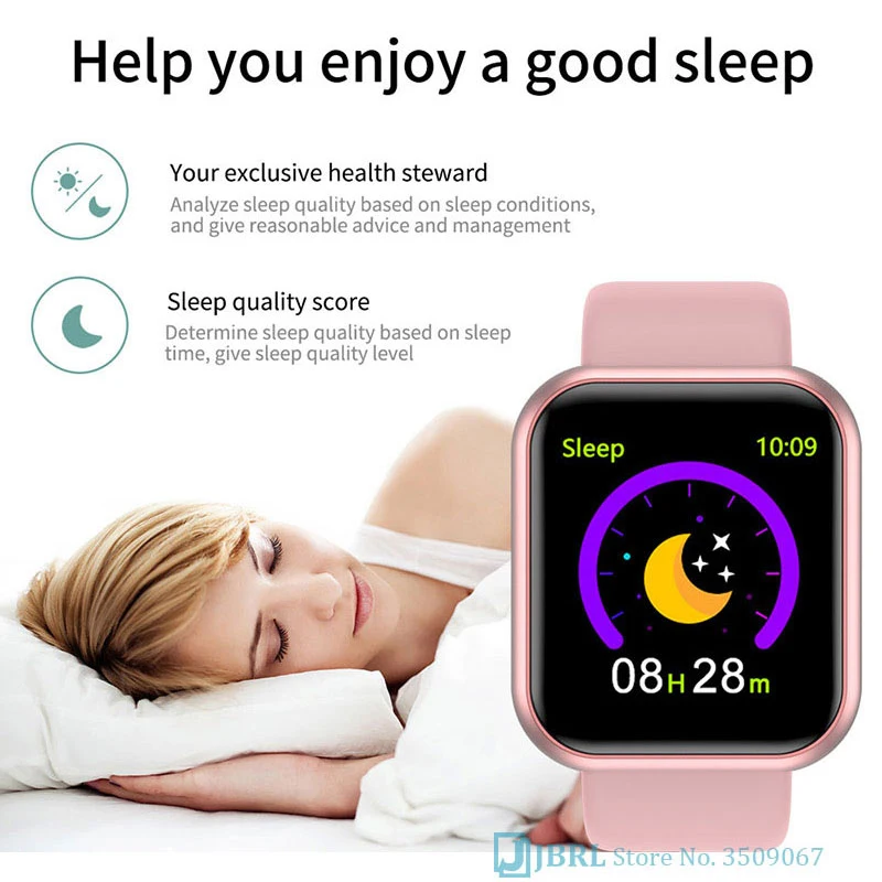 Lesfit розовые Смарт часы для женщин и мужчин Android IOS силиконовый ремешок
