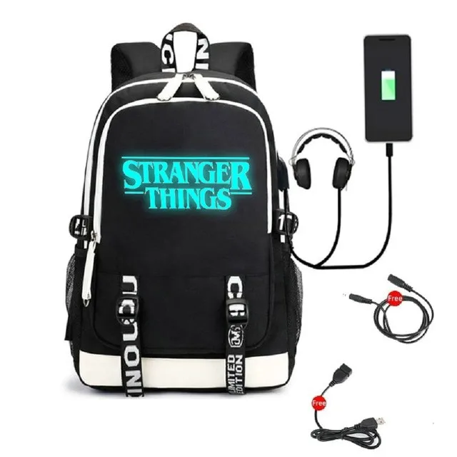 

multifunction USB charging for teenagers boys Student Girls School Bags Stranger Things Backpack travel Luminous Bag Laptop Pack