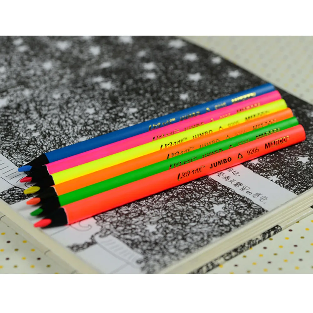 6pcs/lot Creative 6 Color Fluorescent Mark Color Pencil Slider Mark Pencil Drawing Graffiti Pencil Set
