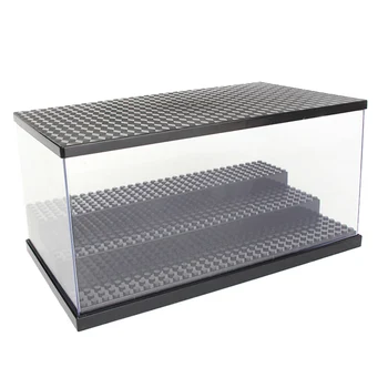 

Assembly Acrylic Display Box Dustproof Display Box Show Box With LEDs For Building Blocks Figure Model (Display Box Only) -Black