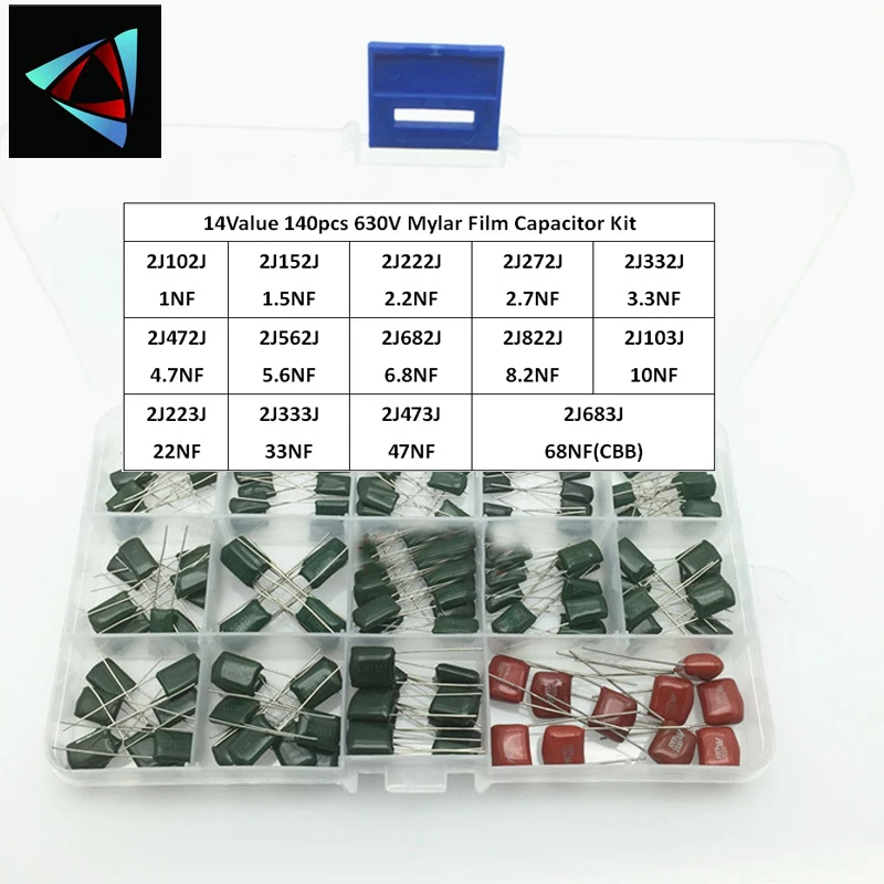 140 шт. 14valuesx10 майларовая пленка конденсатор ассорти в комплекте 630 2J102J ~ 2J683J 1nF 68nF