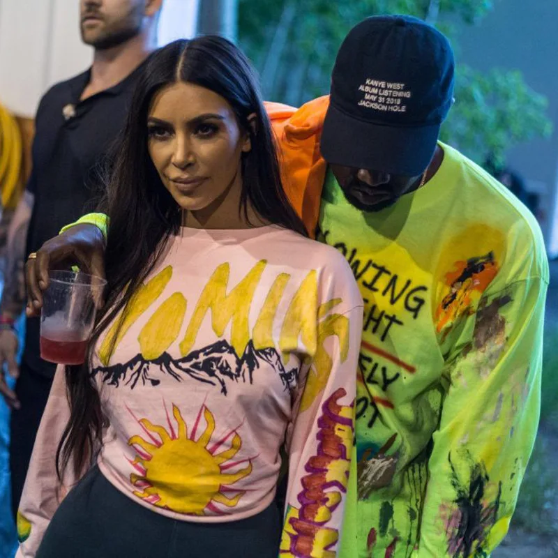 Ким футболка с Кардашян Вайоминг чистота логотип печать Kanye West футболки для мужчин и женщин повседневный хлопок Розовый Топ тройник Универсальный альбом