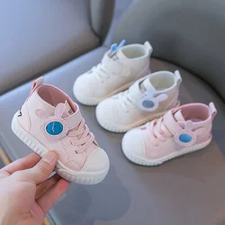 Spring Hook & Loop Kids Fashion Canvas Shoes for Boys Little Princess Pink Shoes Flat Leather Shoes Children Solid Unisex Boots