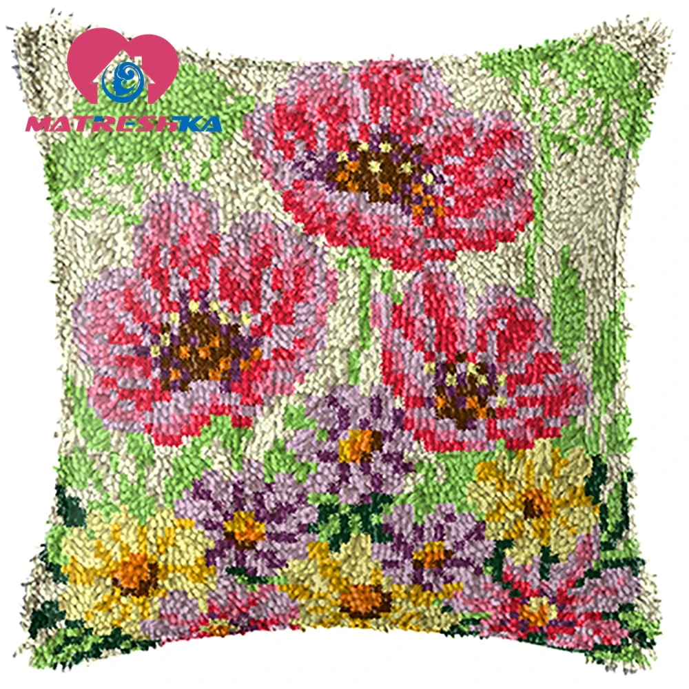 

Diy embroidery pillow cross-stitch pillow latch hook kits embroidery carpet do it yourself carpet embroidery cushion Flower gift
